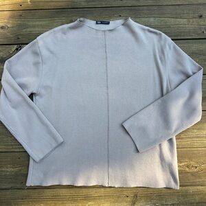 Zara Beige combed soft long sleeve top, size large